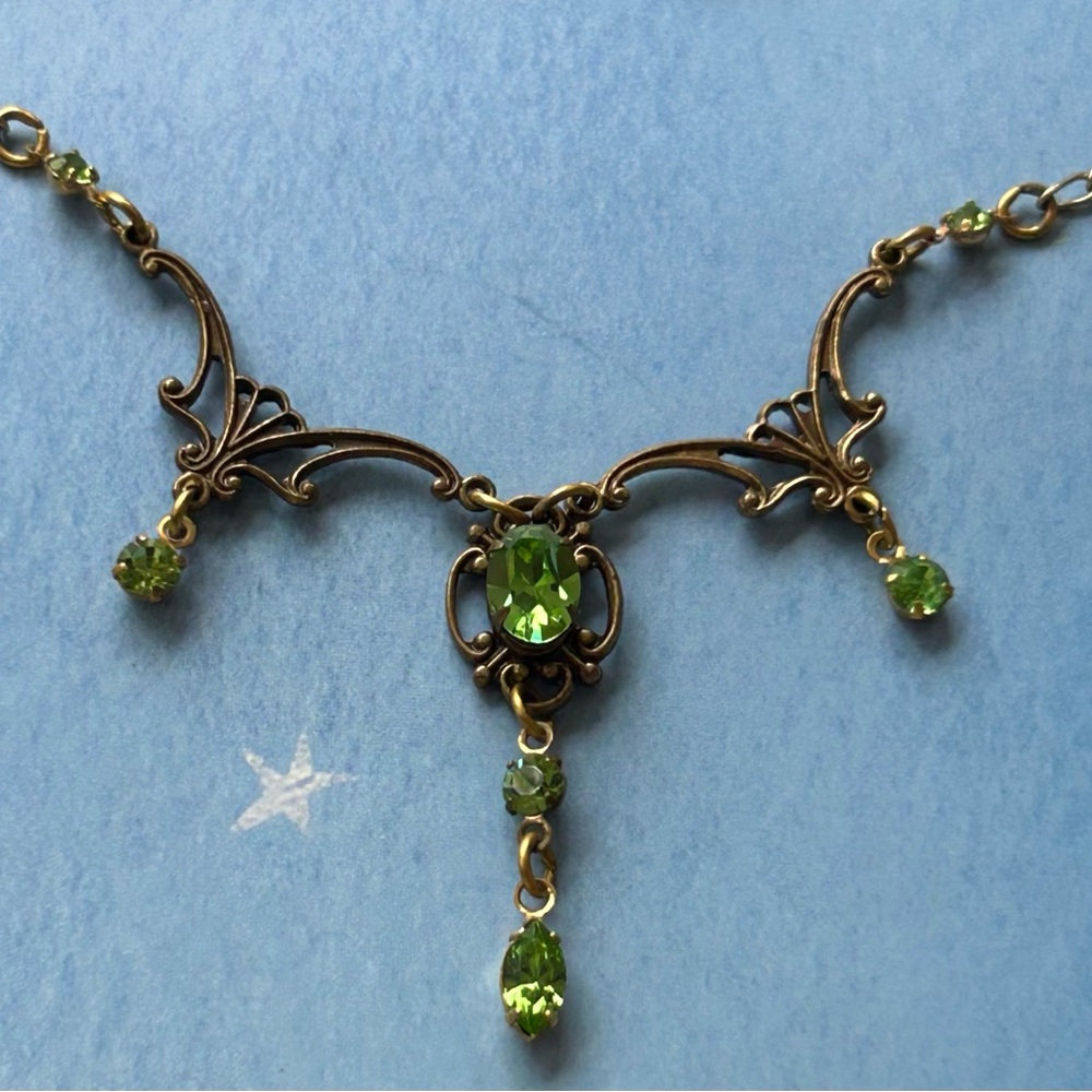 SADIE GREEN Vintage Green Crystal Necklace & Bracelet Set